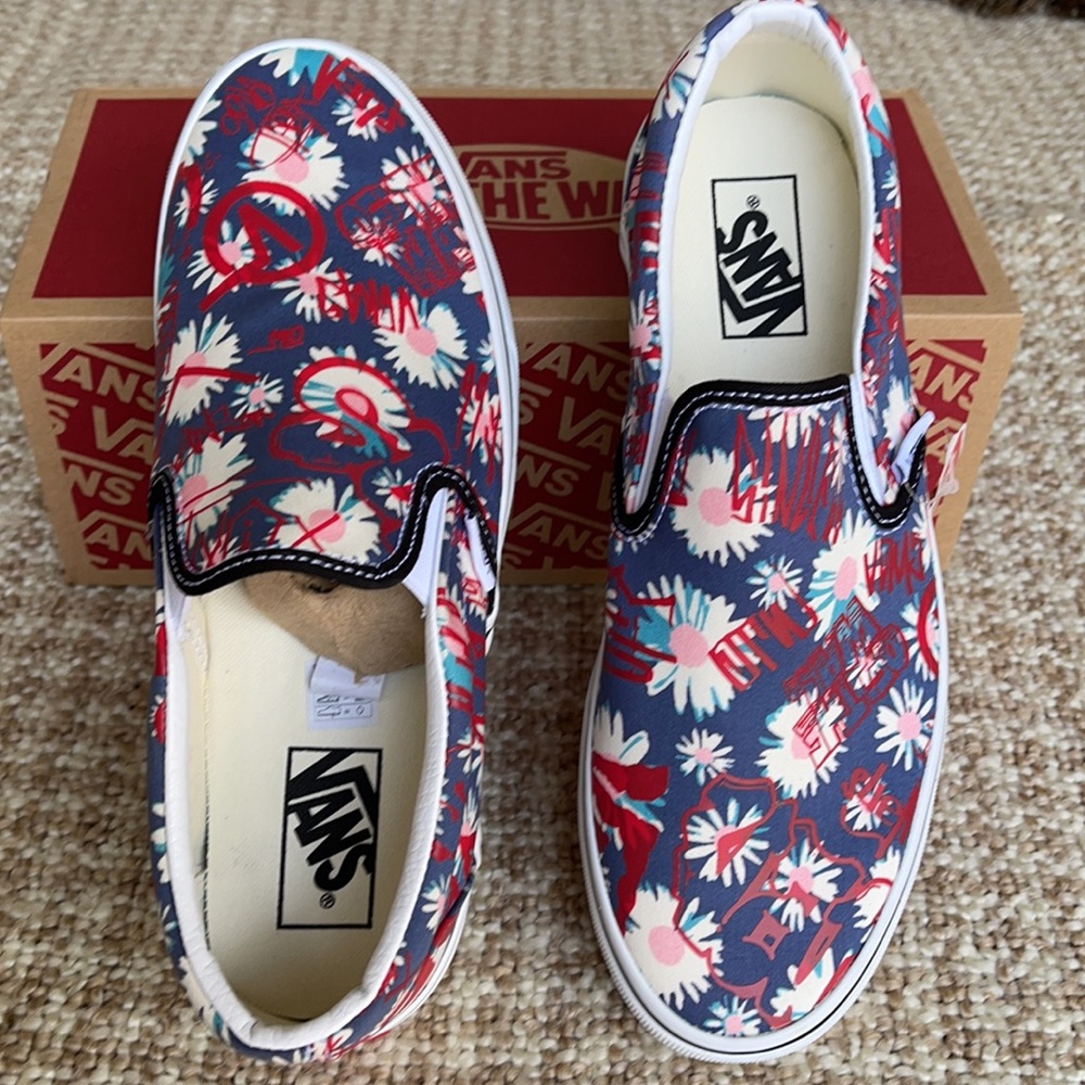 Vans Classic Slip On Vans Crew Floral/Red Men’s - Picture 13 of 16